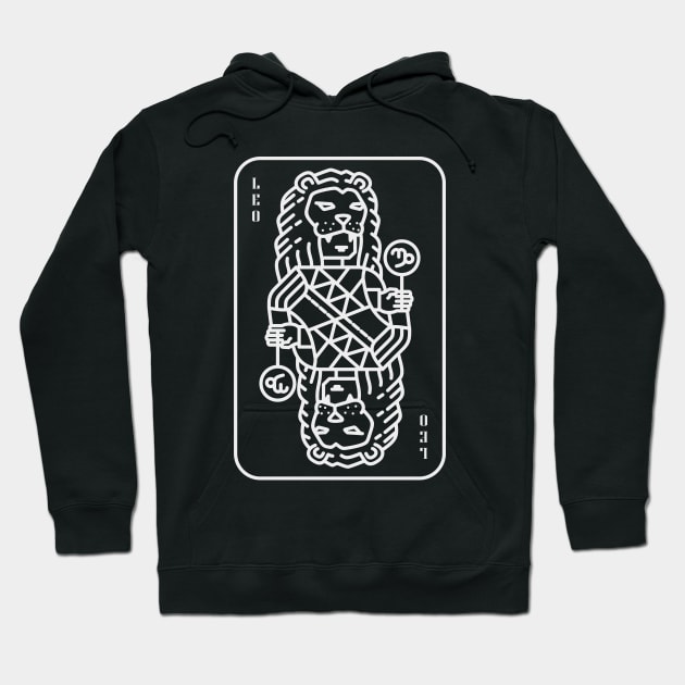 Leo Zodiac horoscope line art playing card style Hoodie by Shankara